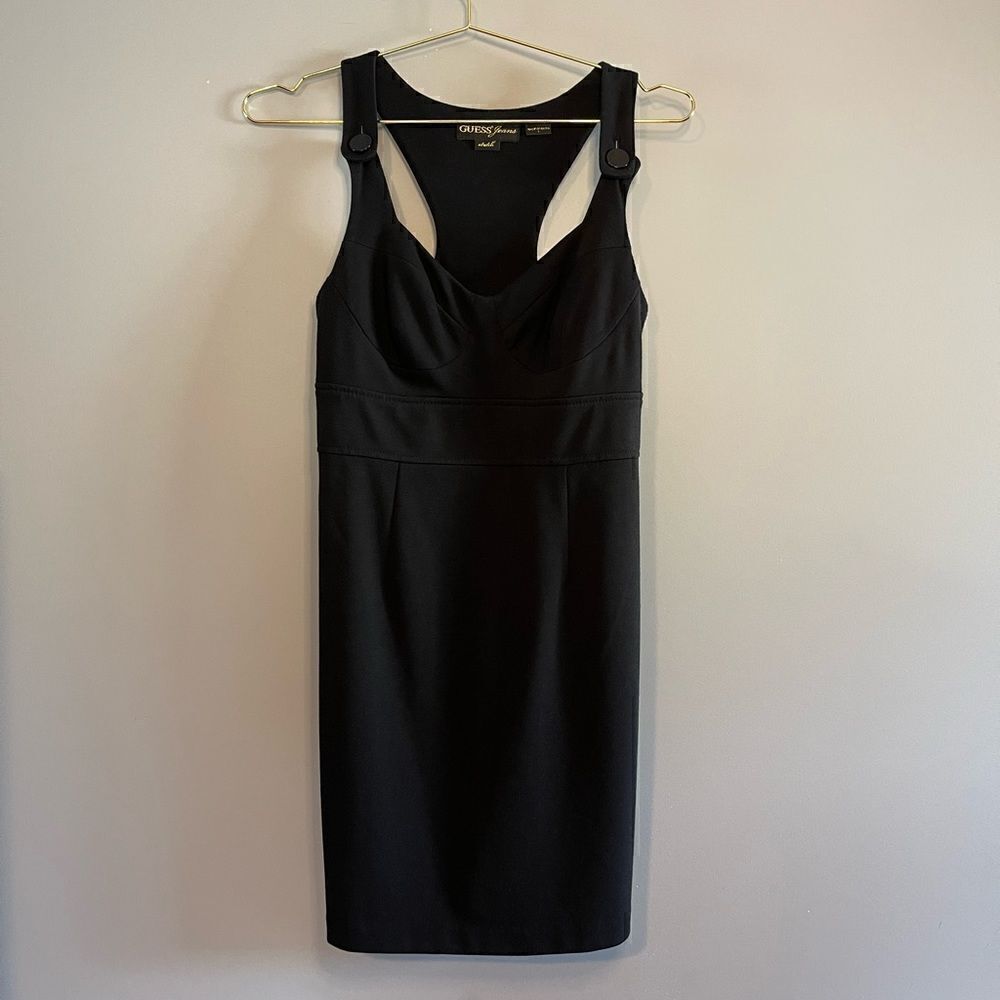 VTG Guess Jeans Stretch Black Racerback Sleeveless Bustier Dress | SZ 7